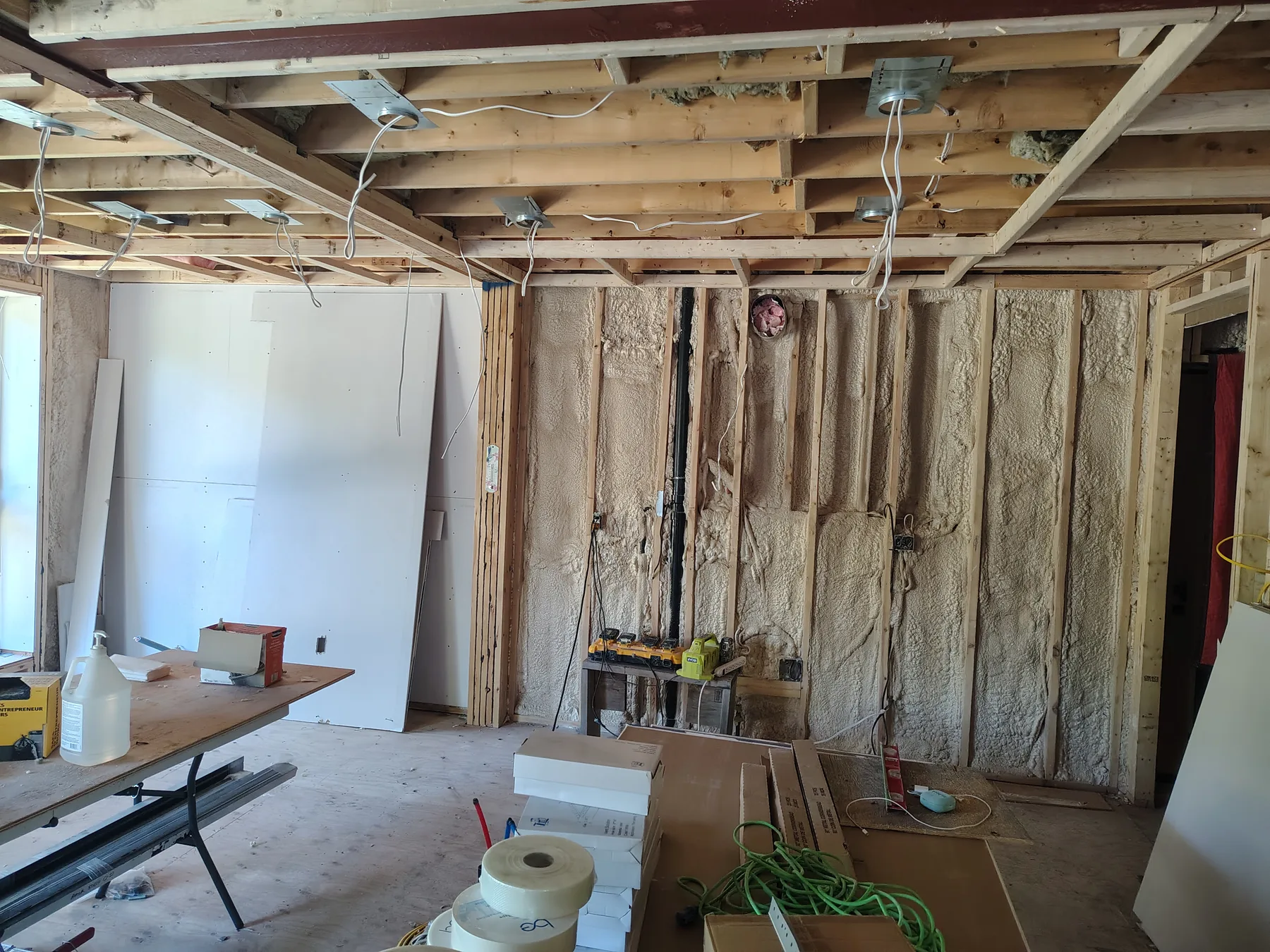Insulation installed during basement transformation