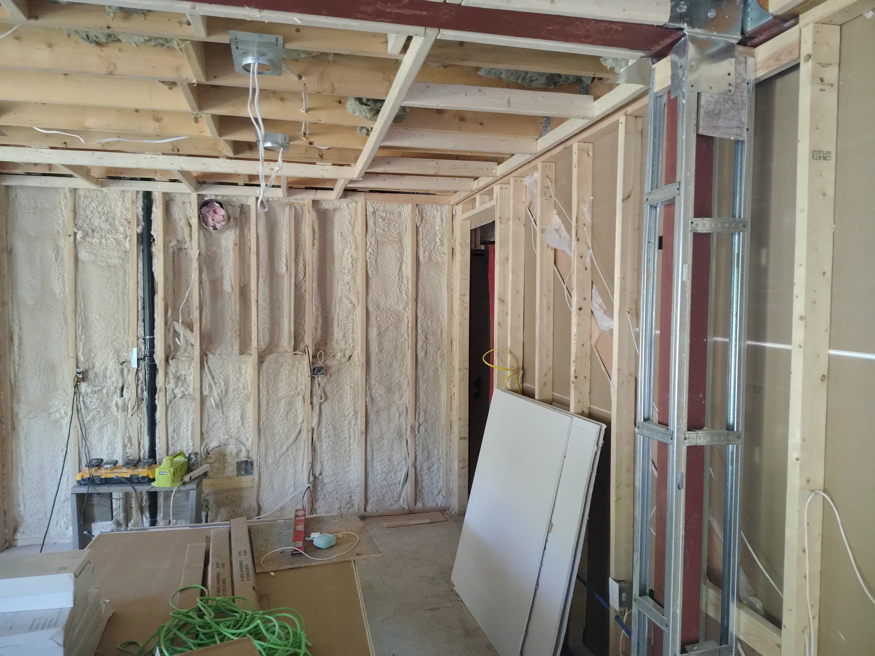 Basement framing coordinated around mechanical services