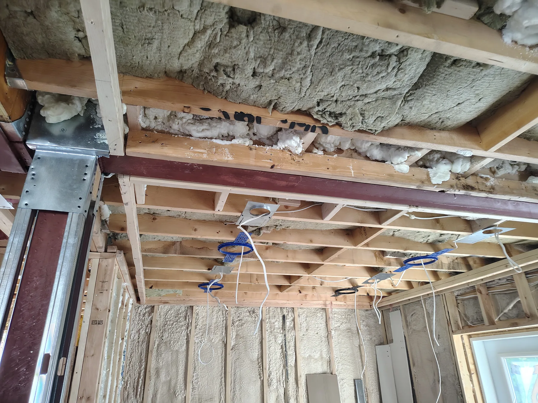 Basement window wall prepared for finishing