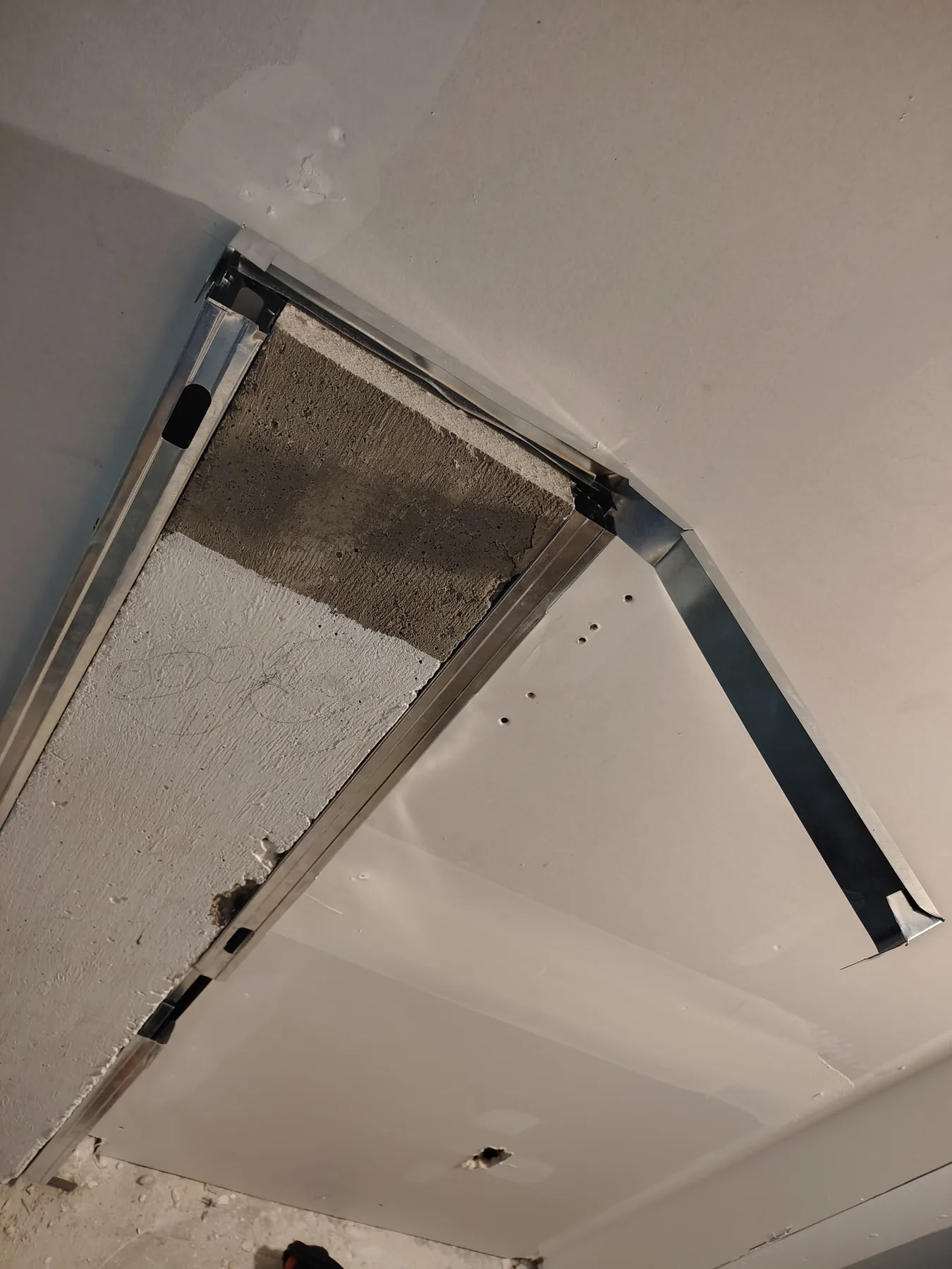 Framing prepared around an existing ceiling opening