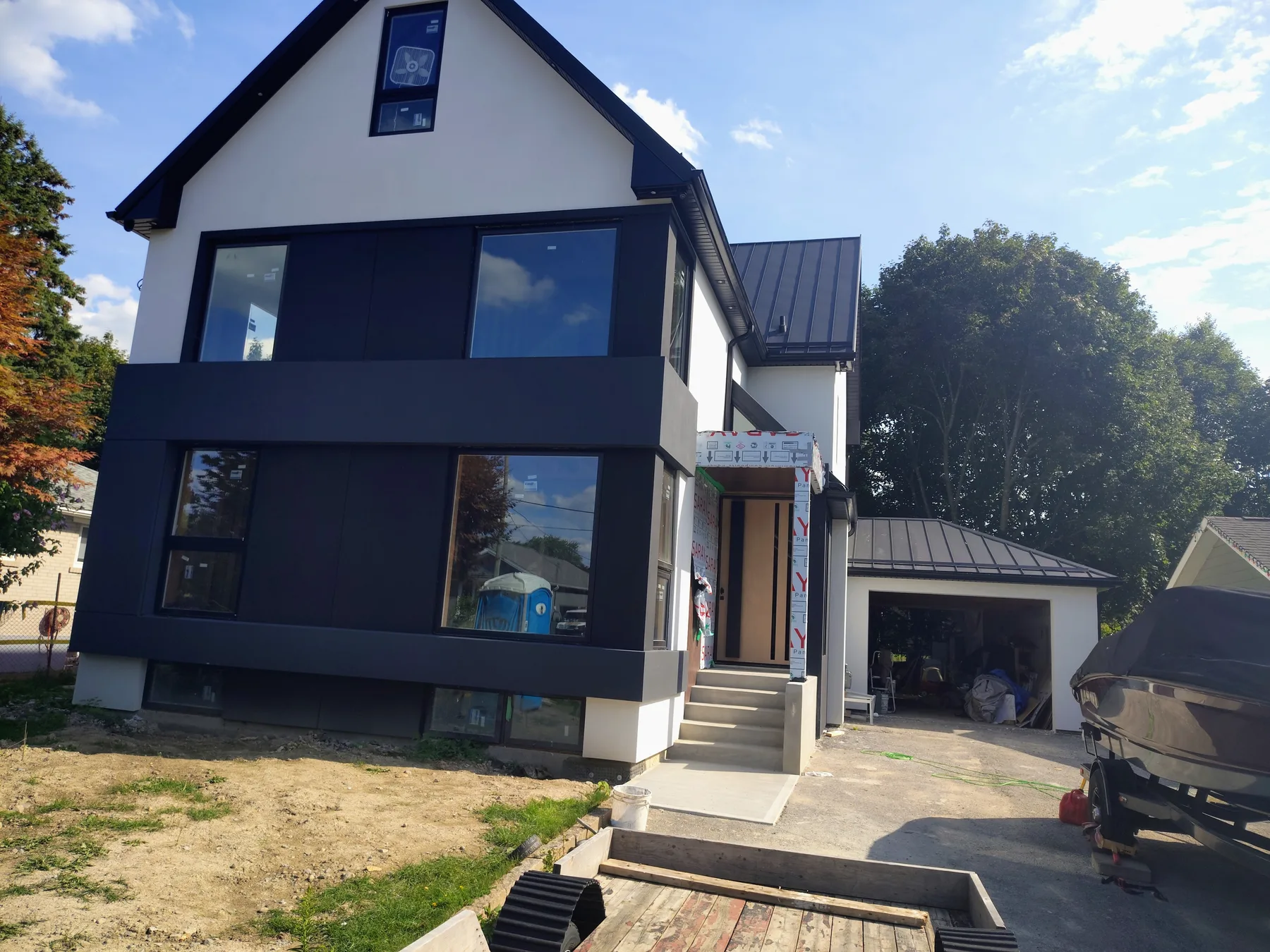 Modernized black-and-white house exterior