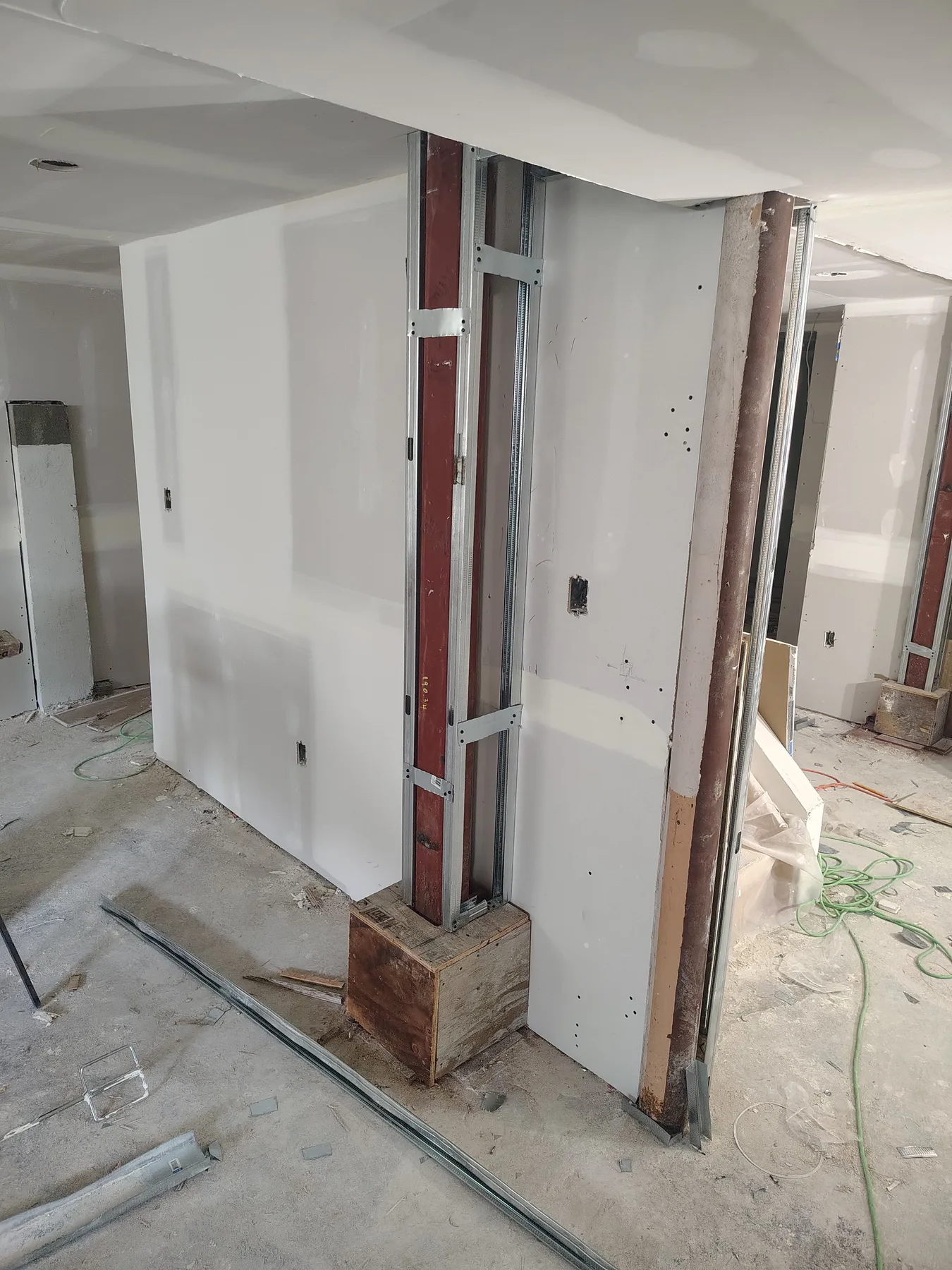Finished transition between post and wall