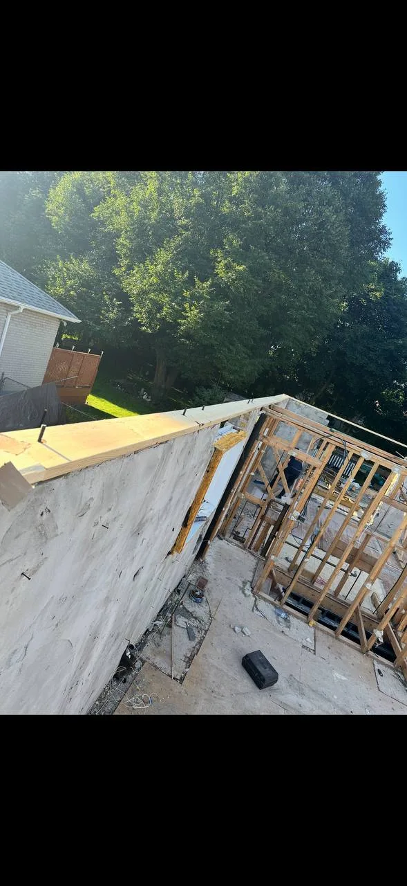 Wall plates and framing laid out during the rebuild