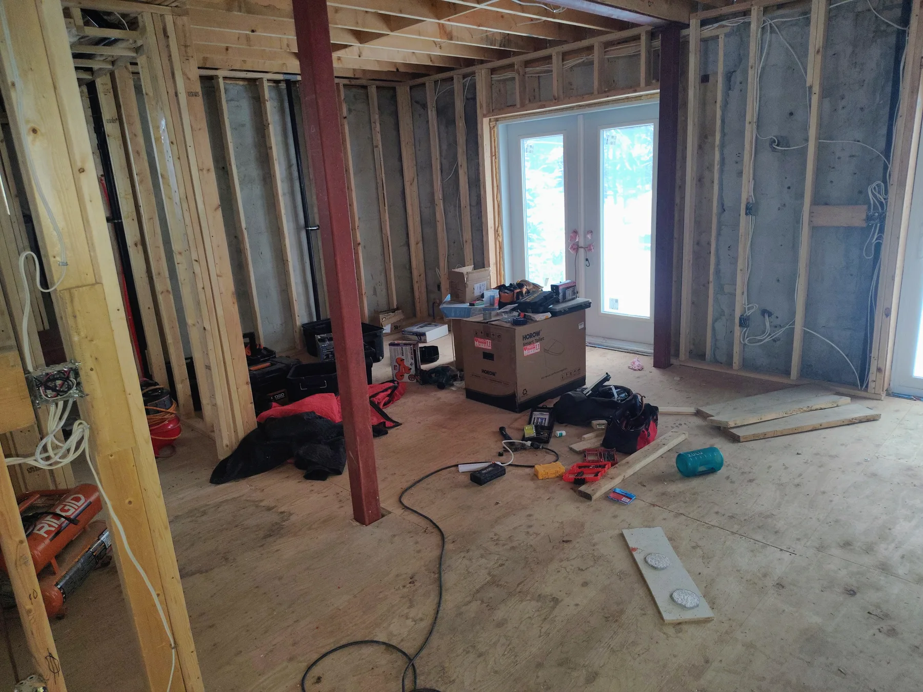 Interior structure opened for reconfiguration
